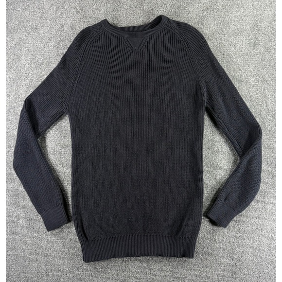 Zara Man Other - Zara Man Navy Blue Ribbed Knit 100% Fine Cotton Crewneck Sweater Mens Medium